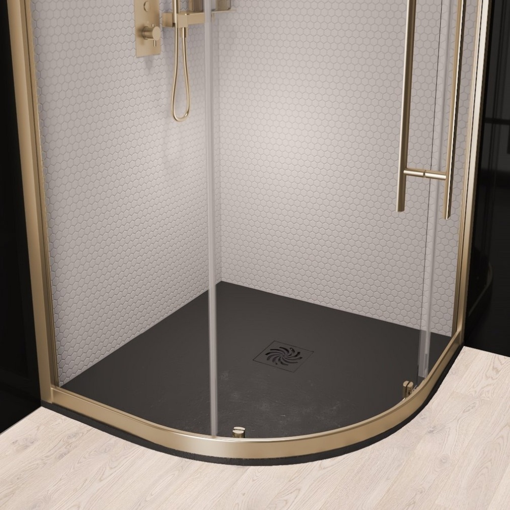 Eastbrook Crossland Black 800mm x 800mm Slate-Effect Quadrant Shower Tray Lifestyle